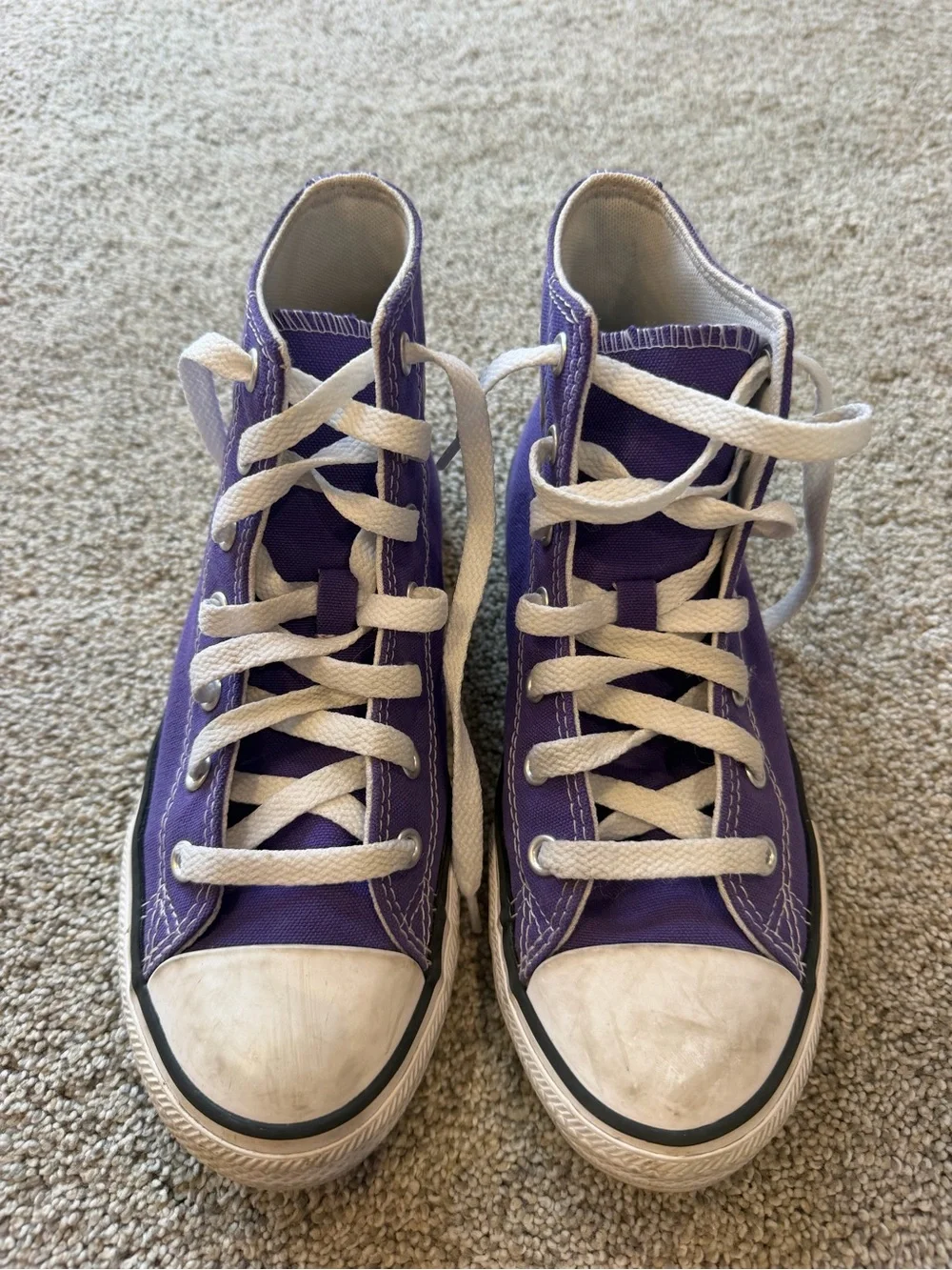 Youth Converse All Star Purple High-Top Canvas Sneakers- Size 3